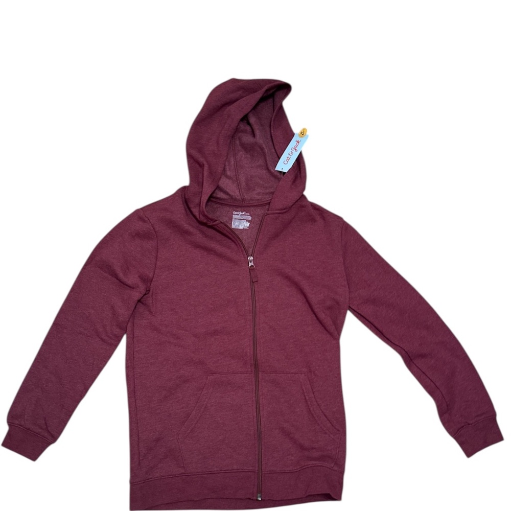 Cat and Jack Kids XL 14 Heathered Burgundy Maroon Zip Up Hoodie Unisex New